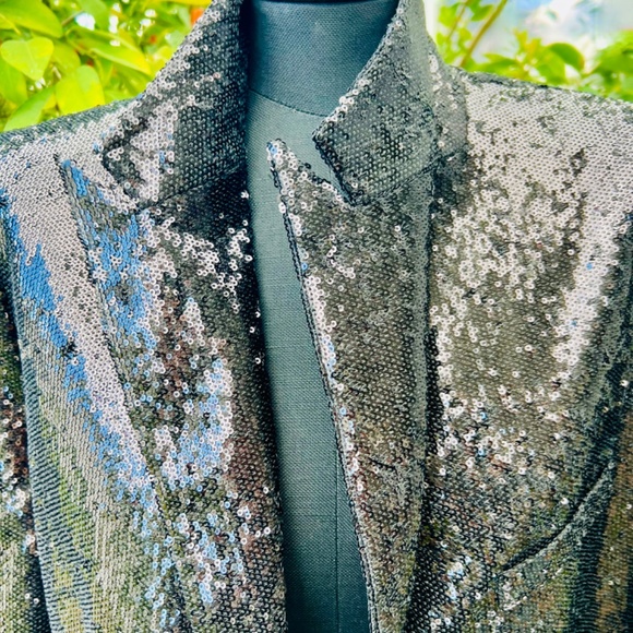 NEW WITH TAGS | UNCONDITIONAL BLACK SEQUIN BLAZER UNISEX (MENS MEDIUM) - Picture 11 of 16